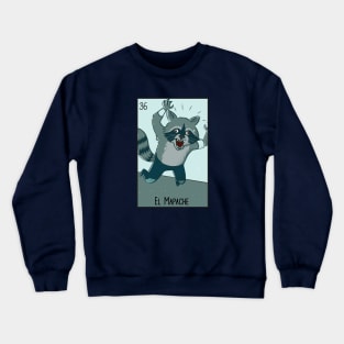 El Mapache // Mexican Luchador Loteria Card Crewneck Sweatshirt